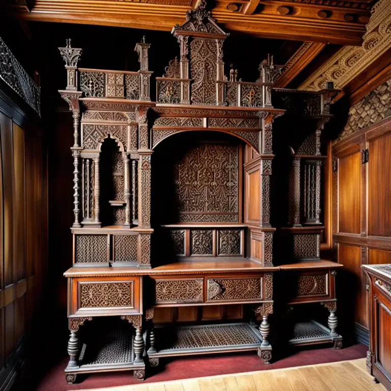 Visual representation of "jacobean" - Descriptions of designs, furniture, architecture styles that were popular during the reign of James I.