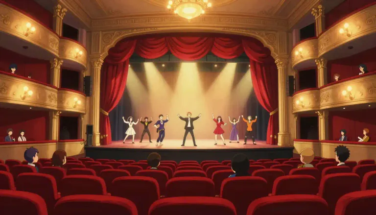Visual representation of "theatre" - A place where plays are performed or movies are shown