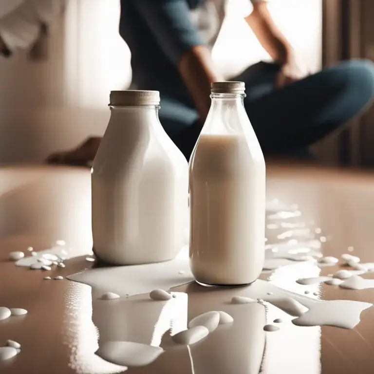 Visual representation of "cry over spilt milk" - To be sad about something that has already happened and cannot be changed.