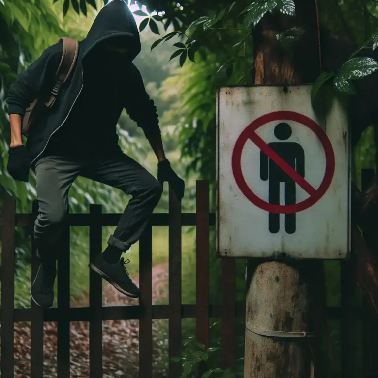 Visual representation of "trespass" - The act of going somewhere without permission
