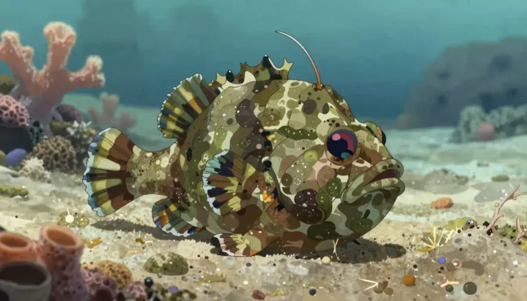 Visual representation of "frogfish" - A type of anglerfish belonging to the family Antennariidae, known for their ability to mimic sea floor textures and colors.