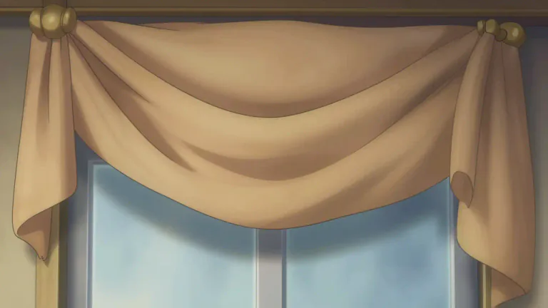 Visual representation of "swag" - A curtain or piece of fabric fastened so as to hang loosely in droops