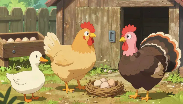 Visual representation of "poultry" - Birds such as chickens, ducks, and turkeys that are kept for their meat and eggs