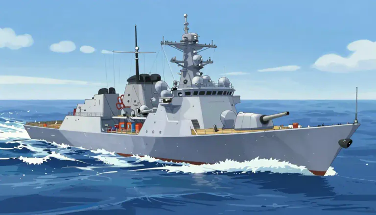 Visual representation of "cruiser" - A large fast warship.