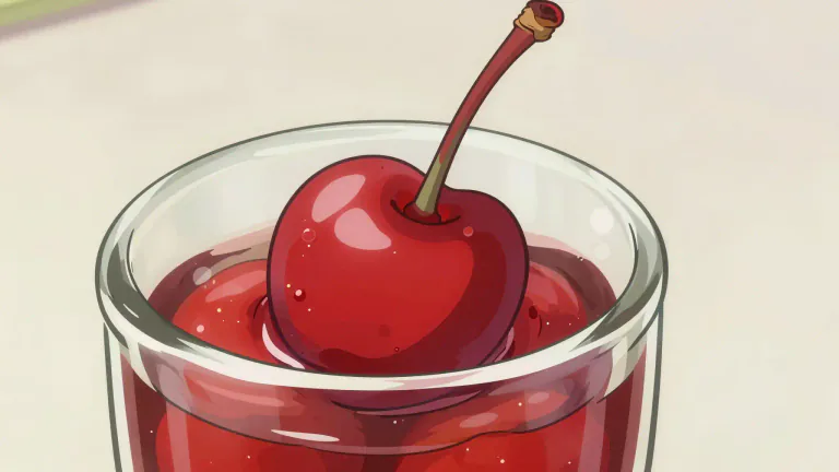 Visual representation of "maraschino" - A cherry, often a sweet cherry, preserved in maraschino liqueur and used as a cocktail garnish.