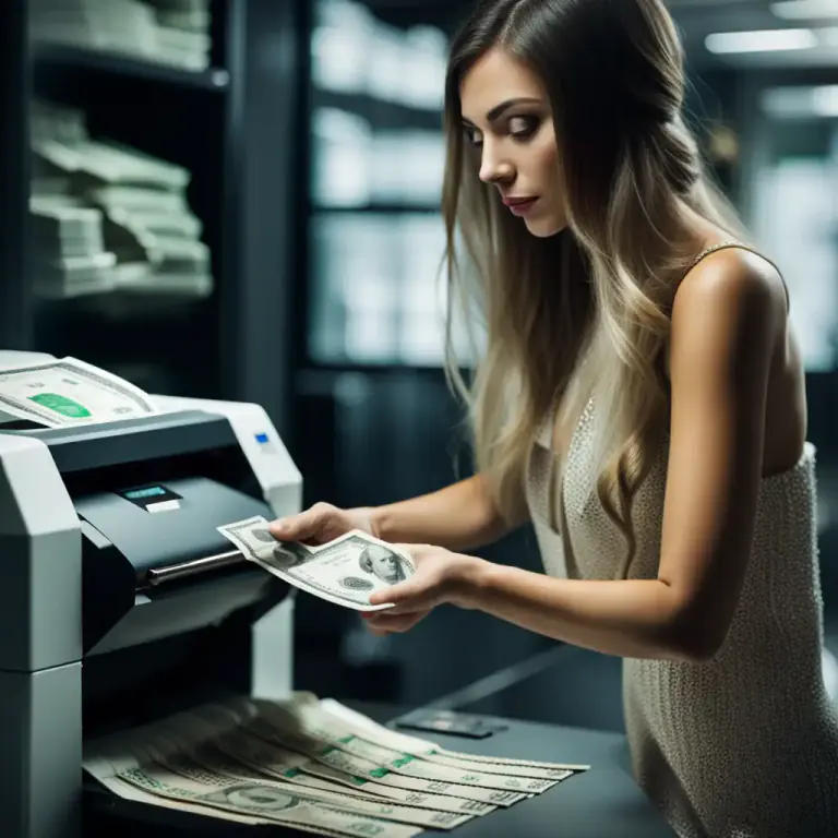 Visual representation of "make money" - To create counterfeit money.