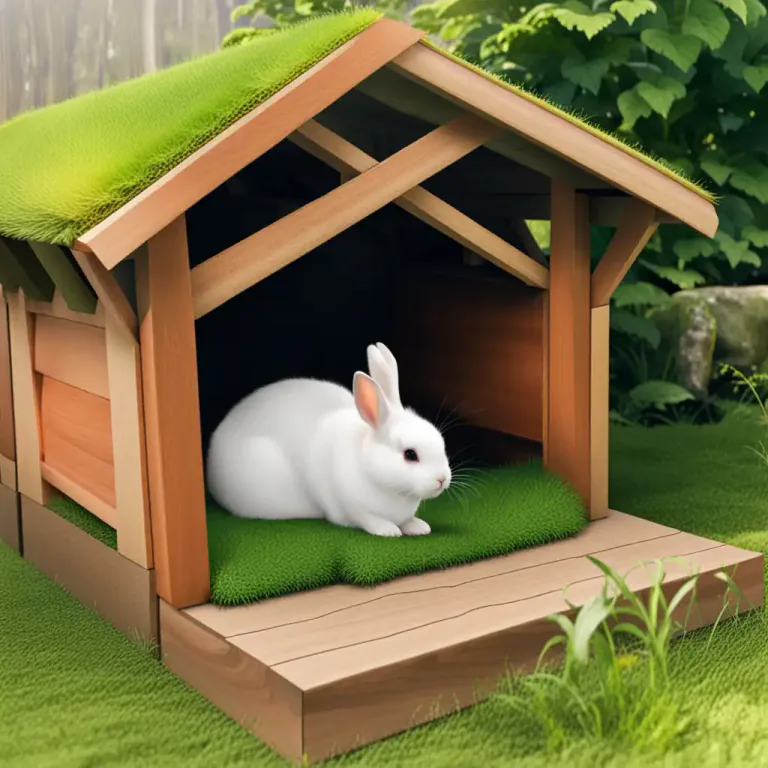 Visual representation of "hutch" - A small wooden shelter for pet rabbits or other small animals.