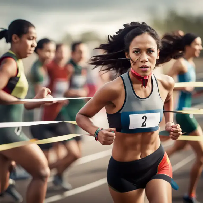 Visual representation of "break away" - To gain an advantage in a competition by moving ahead of others.