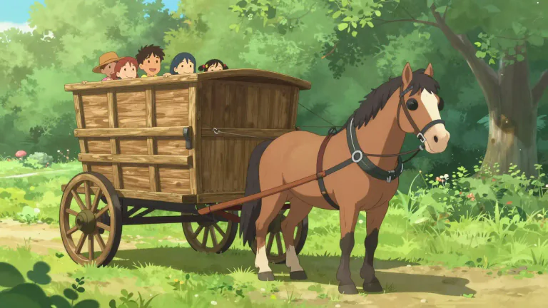 Visual representation of "waggon" - A vehicle designed for casual or recreational transport, often drawn by an animal.
