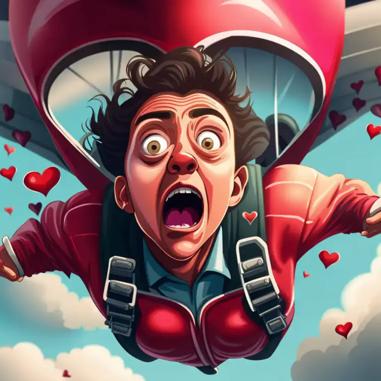 Visual representation of "somebody’s heart is in their mouth" - Someone is very scared or nervous