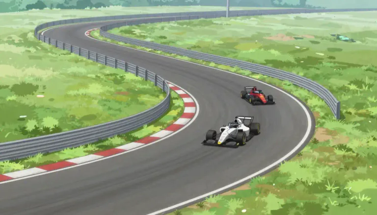 Visual representation of "raceway" - A long, narrow channel used for races, especially in motorsports.