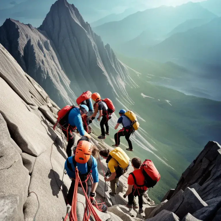 Visual representation of "climb" - An act of climbing a mountain or other high object