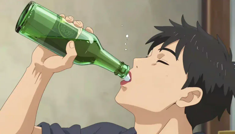 Visual representation of "swig" - One large gulp of drink