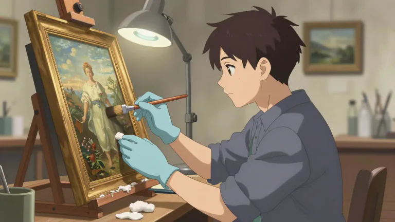 Visual representation of "conservator" - A person who preserves, protects, or maintains something, especially an artistic work or site of natural beauty.