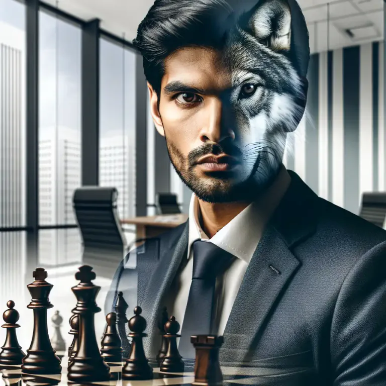 Visual representation of "wolfish" - Showing a ruthless or cunning nature like a wolf