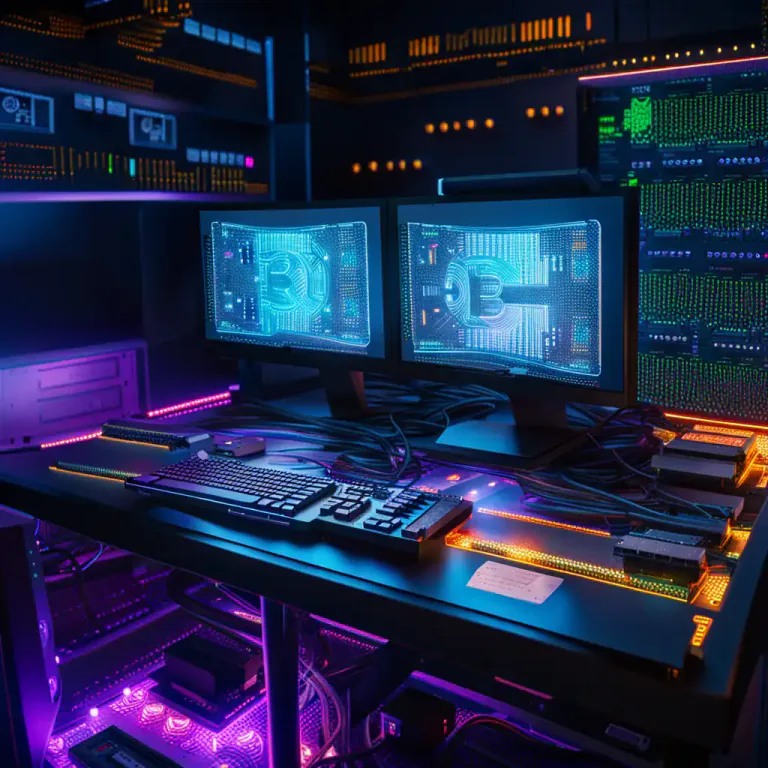 Visual representation of "miner" - A computer program or system that performs the process of bitcoin mining by solving complex mathematical problems.