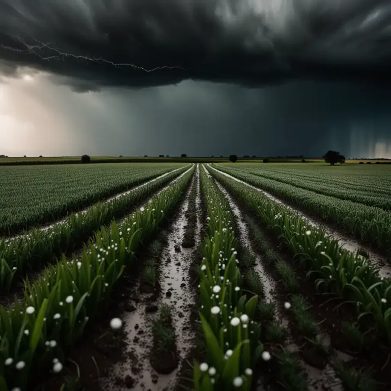 Visual representation of "hail" - Small balls of ice falling from the sky as a kind of weather.