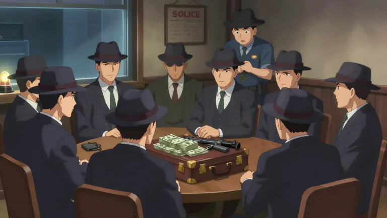 Visual representation of "mafia" - A secret organization involved in illegal activities, such as crime and corruption.