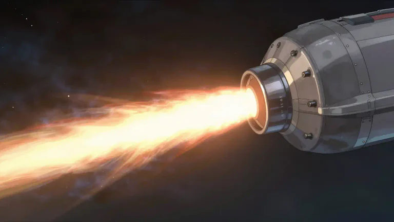 Visual representation of "nozzle" - In a spacecraft or aircraft, nozzle is a narrow part through which the fuel is forced out to make the vehicle move forward.