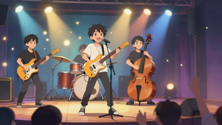 Visual representation of "gig" - A performance by a musician or group of musicians, especially playing modern or pop music