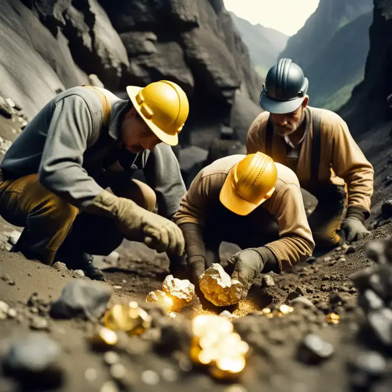 Visual representation of "strike gold" - To literally discover gold while mining or digging
