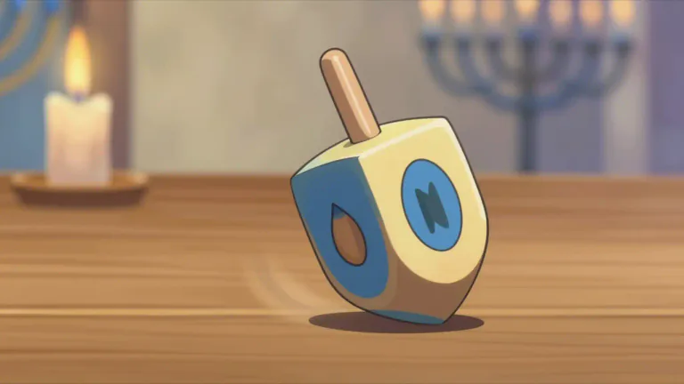 Visual representation of "dreidel" - A small four-sided spinning top, traditionally used in a game played during the Jewish holiday of Hanukkah.