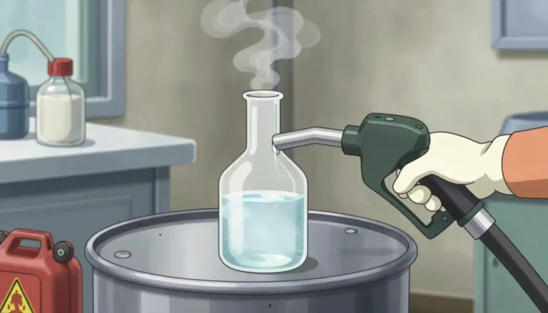 Visual representation of "hexane" - Hexane is a colorless, flammable liquid hydrocarbon that is an important component of gasoline and is commonly used as a solvent in laboratories and industries.
