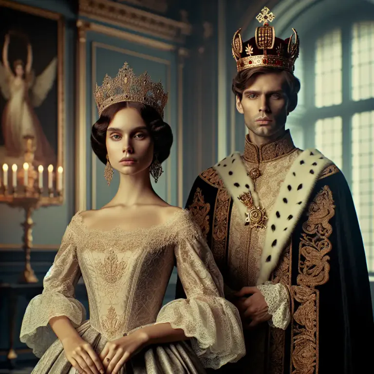 Visual representation of "queen" - The wife or widow of a king.