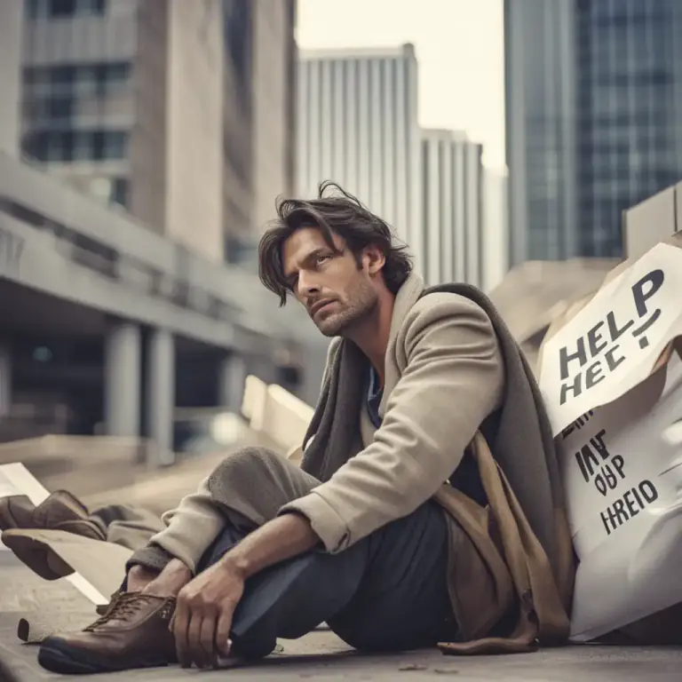 Visual representation of "live/sleep rough" - To live or sleep outside because you have no home and no money