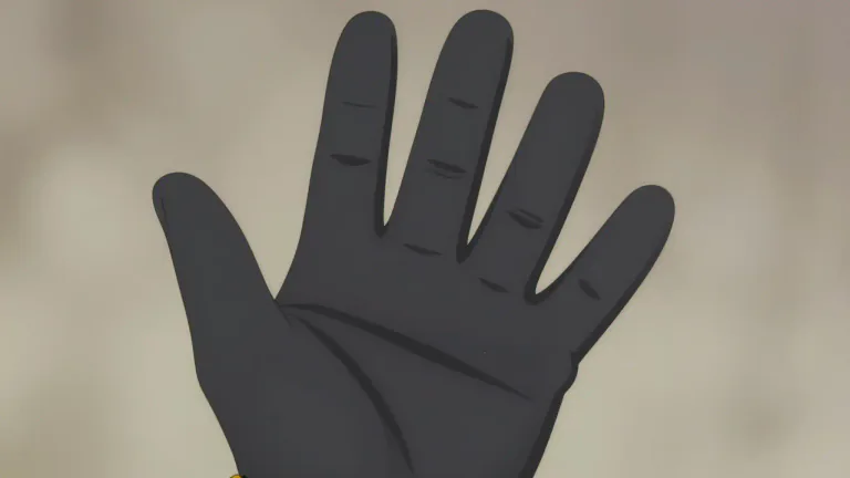 Visual representation of "gloved" - Covering the hand with a glove.
