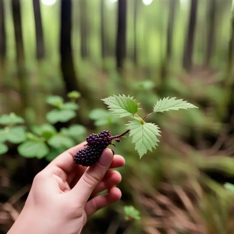 Visual representation of "dewberry" - A small, dark purple fruit of a prickly trailing plant