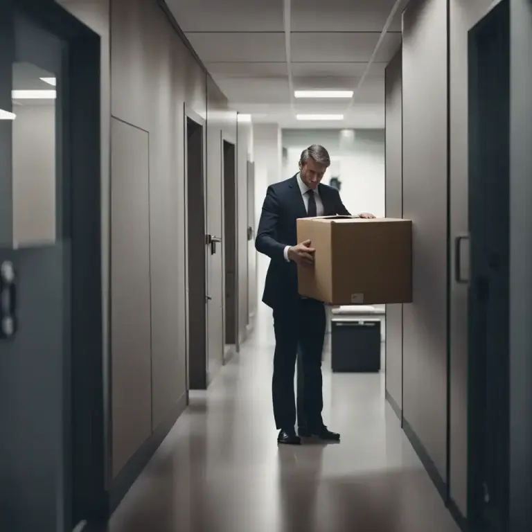 Visual representation of "show somebody the door" - To dismiss someone from a job