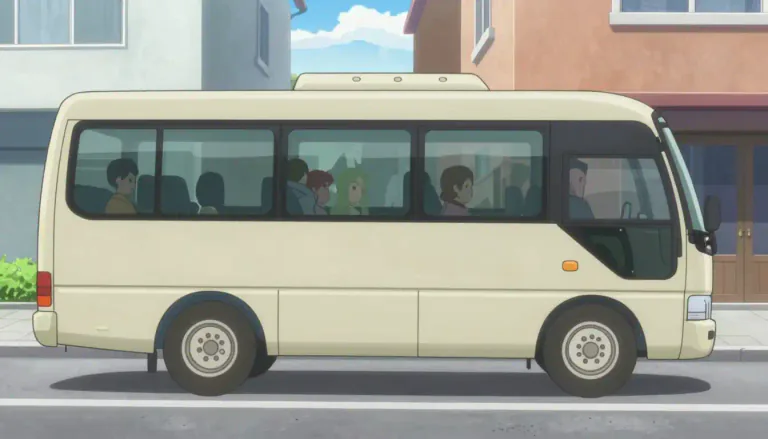 Visual representation of "minibus" - A small bus that carries fewer people than a full-sized bus