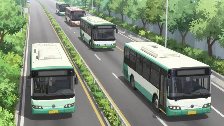Visual representation of "busway" - A busway is a special road or path designed only for the use of buses.