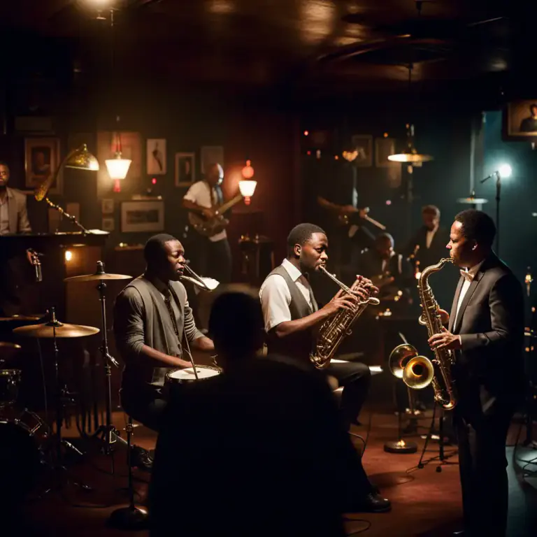Visual representation of "combo" - A group of musicians regularly performing together, specifically a small jazz or dance band.