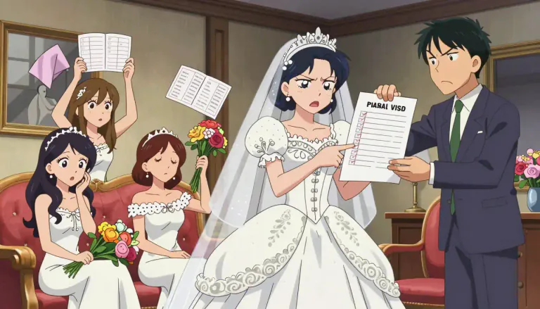 Visual representation of "bridezilla" - A bride who becomes extremely demanding and controlling while planning her wedding, often creating stress for those around her.
