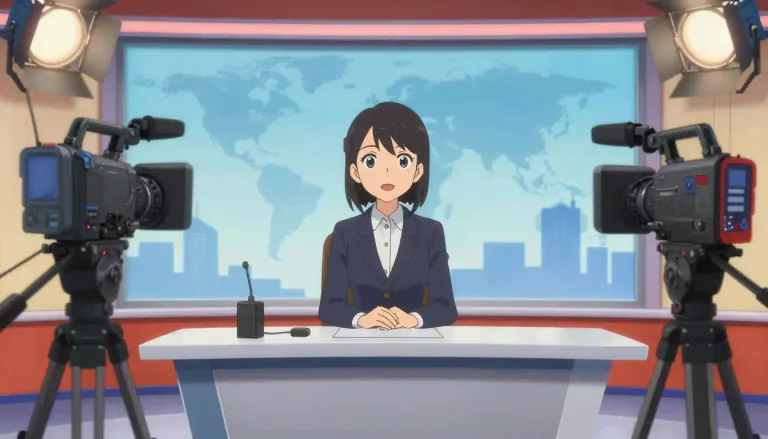 Visual representation of "newscast" - A broadcast of news on TV or radio