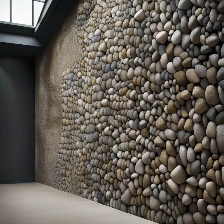 Visual representation of "pebbly" - Having a texture or appearance like small stones