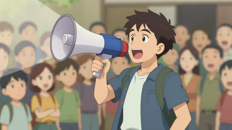 Visual representation of "megaphone" - A device to make your voice louder, used for speaking to a lot of people