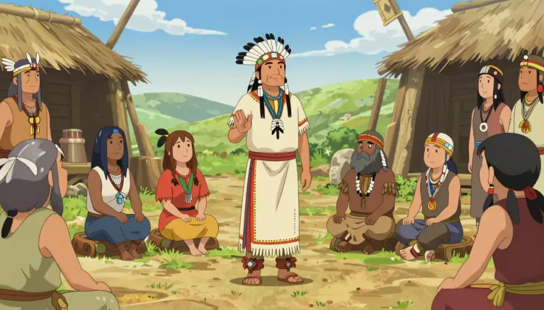 Visual representation of "sachem" - A sachem is a leader or chief, particularly of a Native American tribe, recognized for their authority and governance.