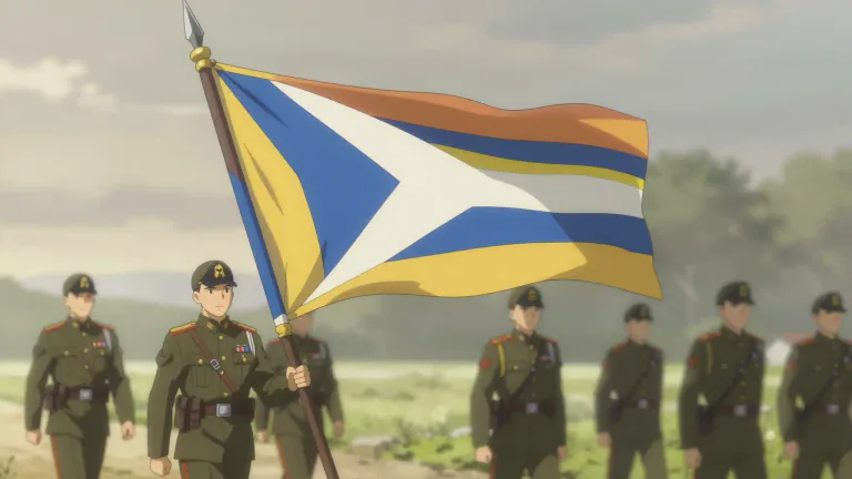 Visual representation of "guidon" - A guidon is a flag or banner, especially one used in military units to signify their identity and position.