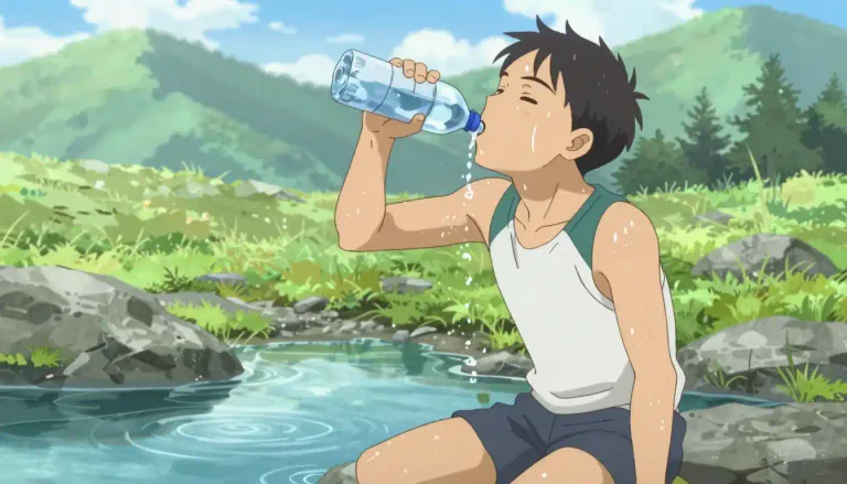 Visual representation of "slake" - To satisfy a thirst or desire
