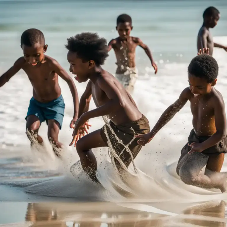 Visual representation of "paddle" - To wade or walk in shallow water, usually for pleasure.