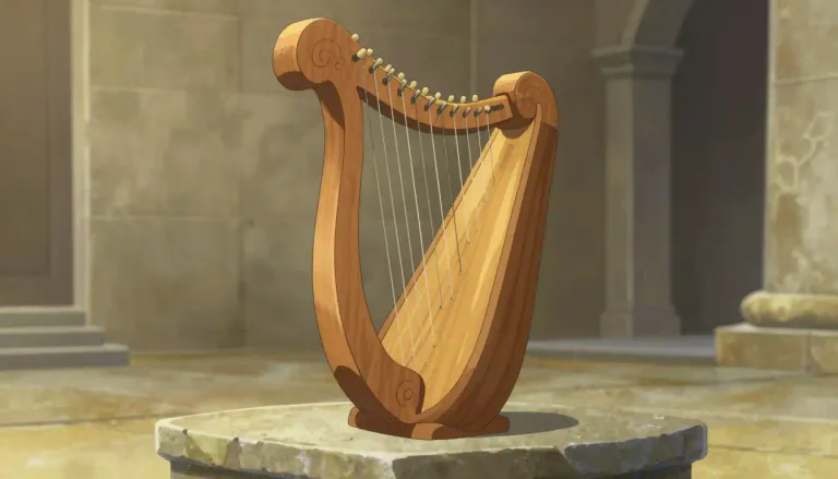 Visual representation of "lyre" - A musical instrument from ancient times, shaped like a small harp.