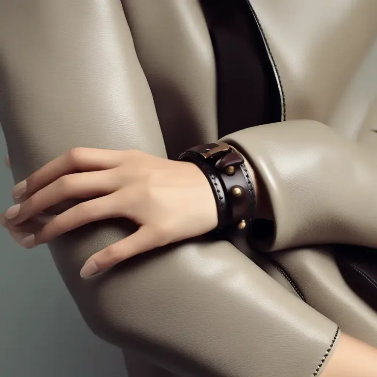 Visual representation of "cuff" - A band, often of a hard material like leather or metal, that goes around the wrist as an ornament or a restraint.