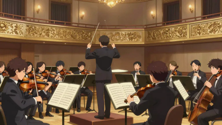 Visual representation of "classical" - Describing the style of music that is serious or traditional, often instrumental and written by famous composers.