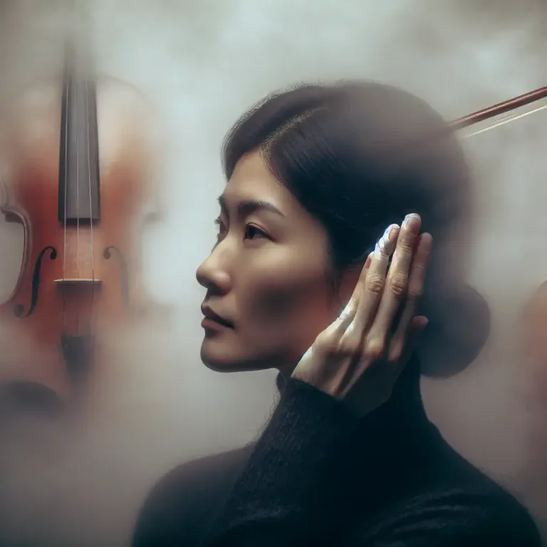 Visual representation of "undertone" - A sound that is quiet or not clear, and is heard behind other sounds.