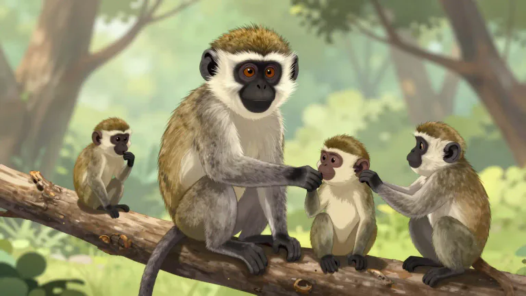 Visual representation of "vervet" - A species of monkey native to Africa, known for its distinctive facial coloration and sociable behavior.