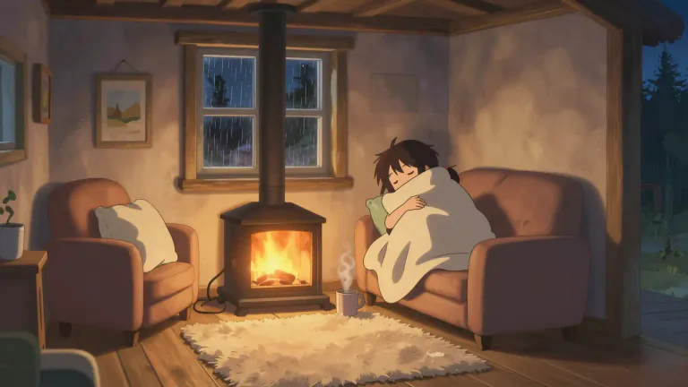 Visual representation of "snug" - Comfortable, warm and safe, often in a small space