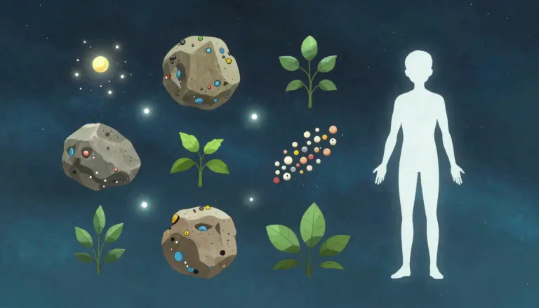 Visual representation of "atomism" - The belief that everything is made up of small, separate parts or atoms.